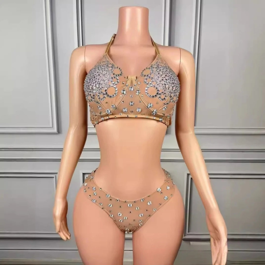 Sexy Seaside Surf Vacation Exquisite Rhinestone Bikini Spa Party Split Two-piece Spice Girl Swimsuit Vestidos De Noche Elegantes