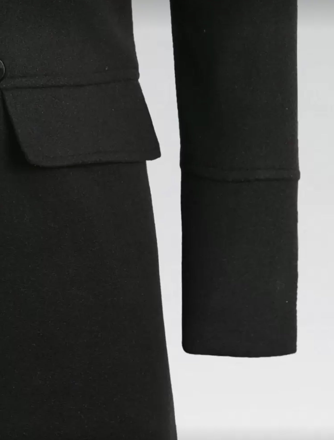 Men’s Double-Breasted Wool Coat with Faux Fur Collar – Black