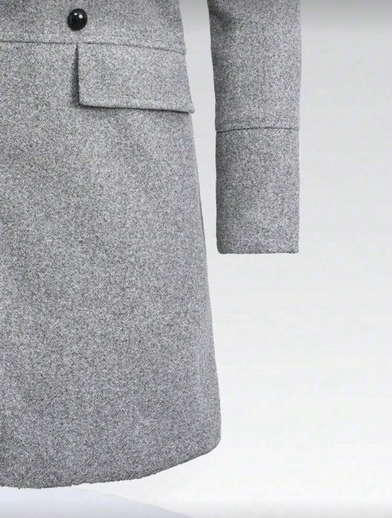 Men’s Double-Breasted Wool Coat with Faux Fur Collar – Light Grey