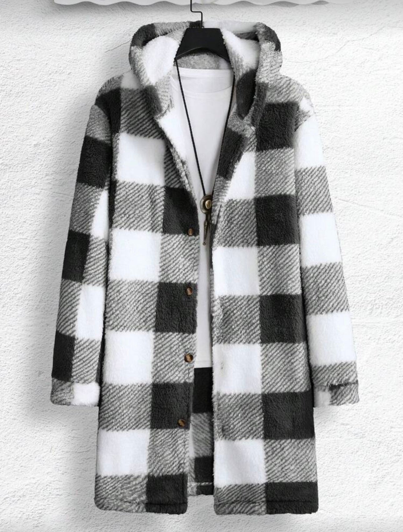 Manfinity Homme Men’s Plaid Hooded Corduroy Jacket, Fall