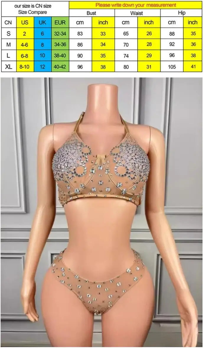 Sexy Seaside Surf Vacation Exquisite Rhinestone Bikini Spa Party Split Two-piece Spice Girl Swimsuit Vestidos De Noche Elegantes