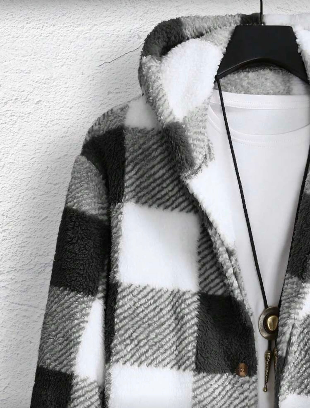 Manfinity Homme Men’s Plaid Hooded Corduroy Jacket, Fall